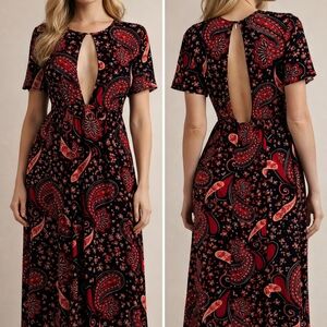 Paisley Keyhole Maxi Dress Keyhole Cut Outs In Front And Back